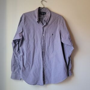Ralph Lauren Blue and White Checkered Shirt Size 16 1/2 L